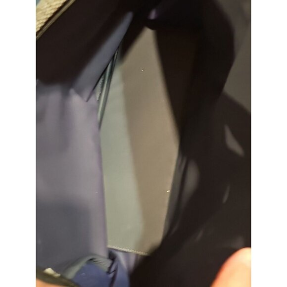 Oscar Dela Renta Canvas Travel Weekender Bag Blue Gold Gray Light - Picture 8 of 8